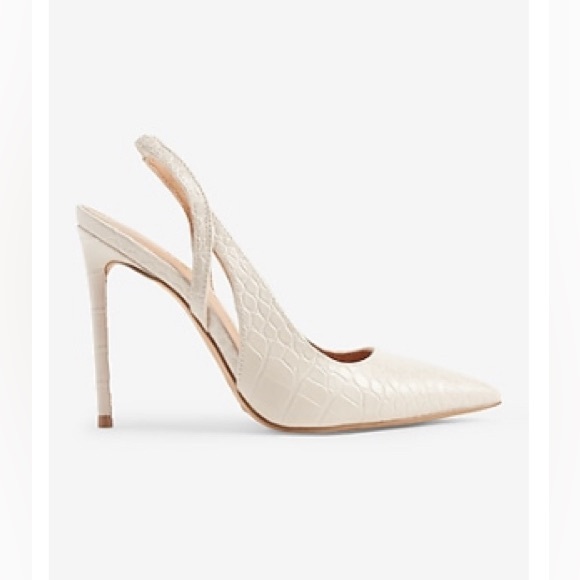 Croc-Embossed Cutout Slingback Pumps (Swan) 9 - Picture 3 of 3